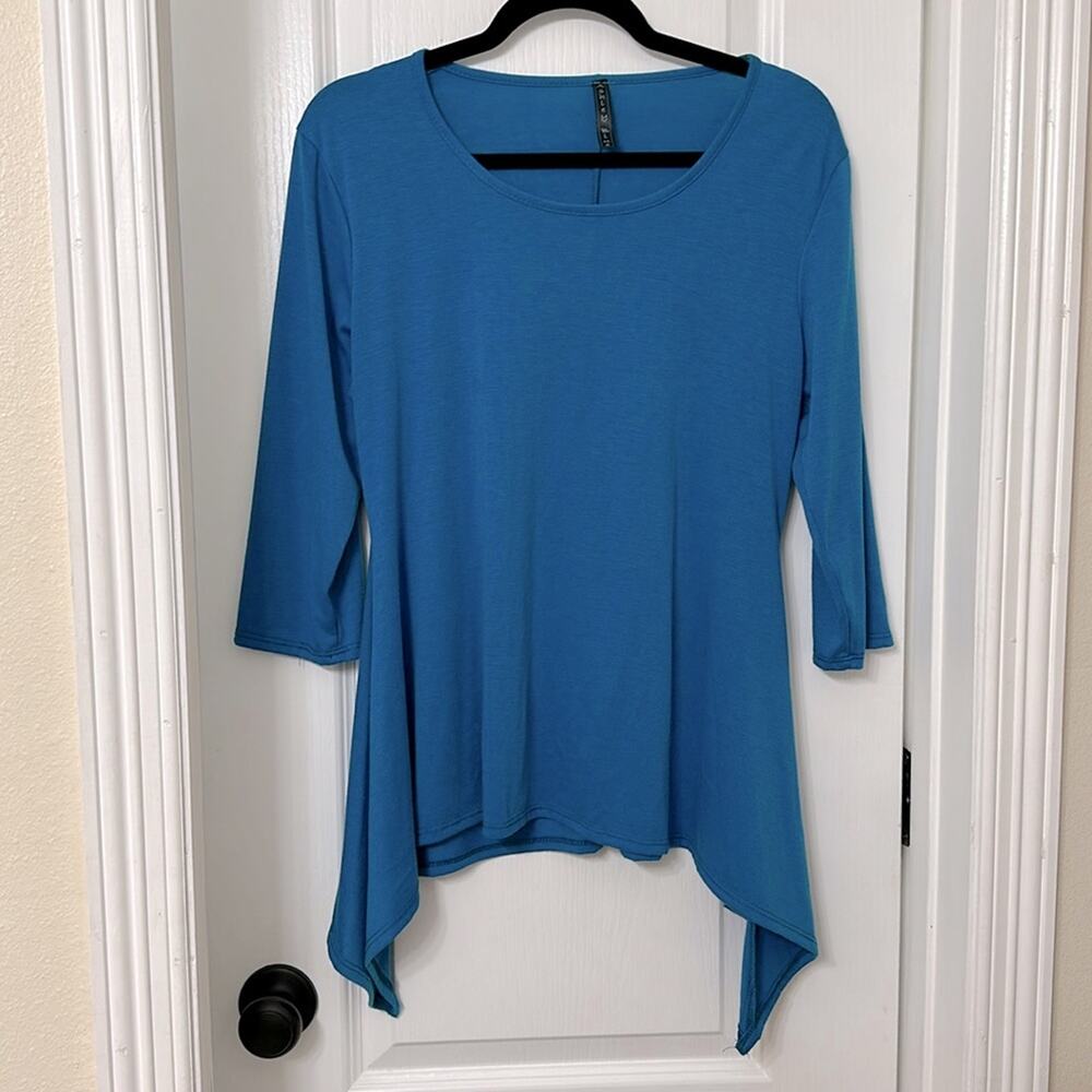Ashley blue asymmetrical top size L